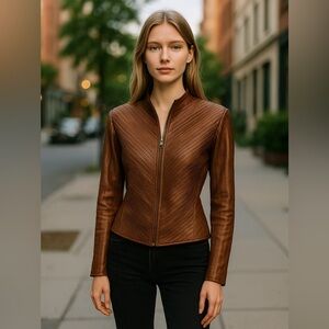 Vintage Juliana Collezione Burnished Metallic Lamb Leather Moto jacket sz Small